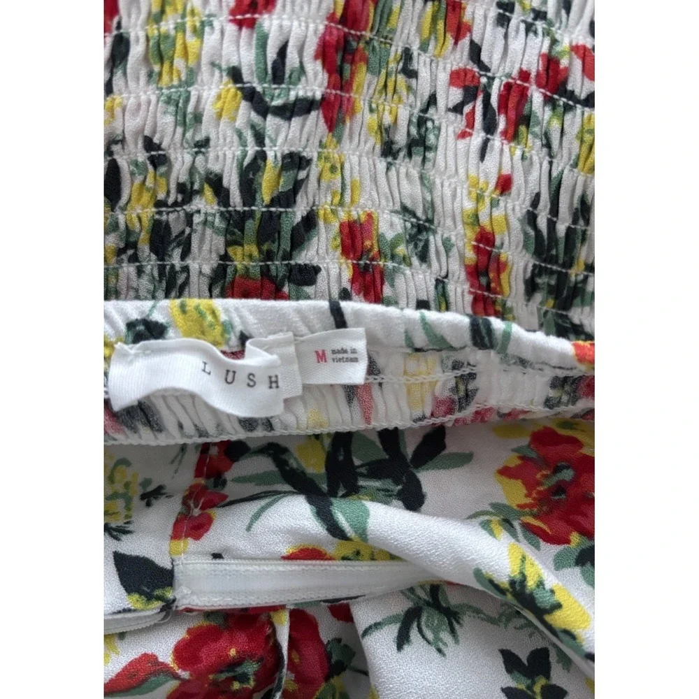 Lulus Lush Off Shoulder Floral Maxi Sundress Button Smocked Cut-Out Size M - Picture 8 of 9